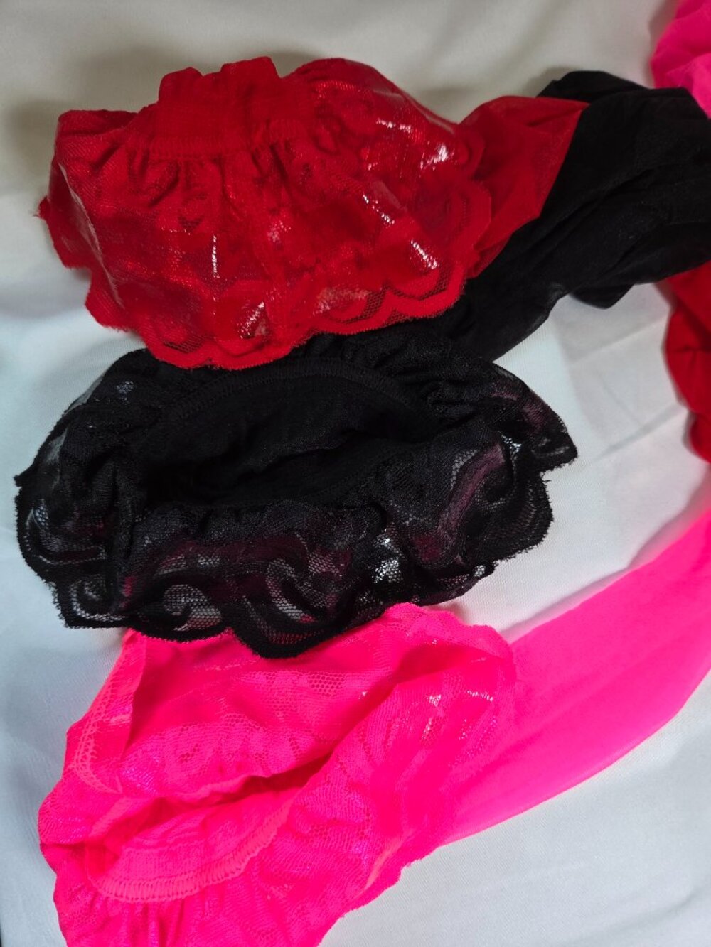 Six (6) Thigh Highs Pink/White/Black/Red/Gray/Nude Sz Lg - Picture 3 of 7